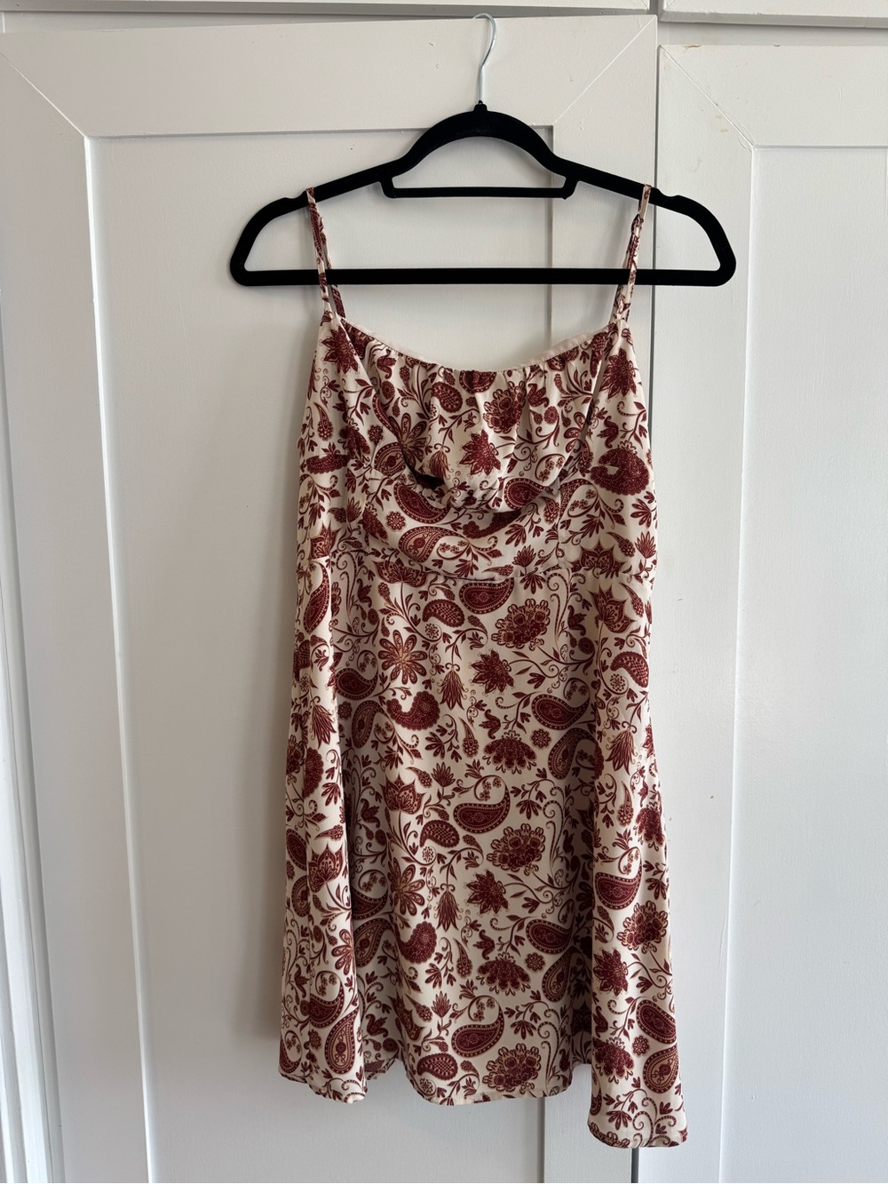 Dynamite Cream Slip Dress with Red Paisley